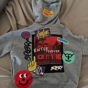 Burberry Gray Hoodie with Colorful Graphics